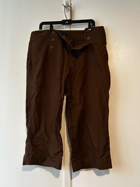 New York And Company Women’s Brown Sailor Button-Front Culotte Pants Size 14